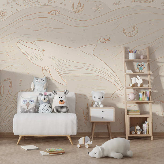 Kids room wallpaper | Dreamy ocean with whale and delicate corals