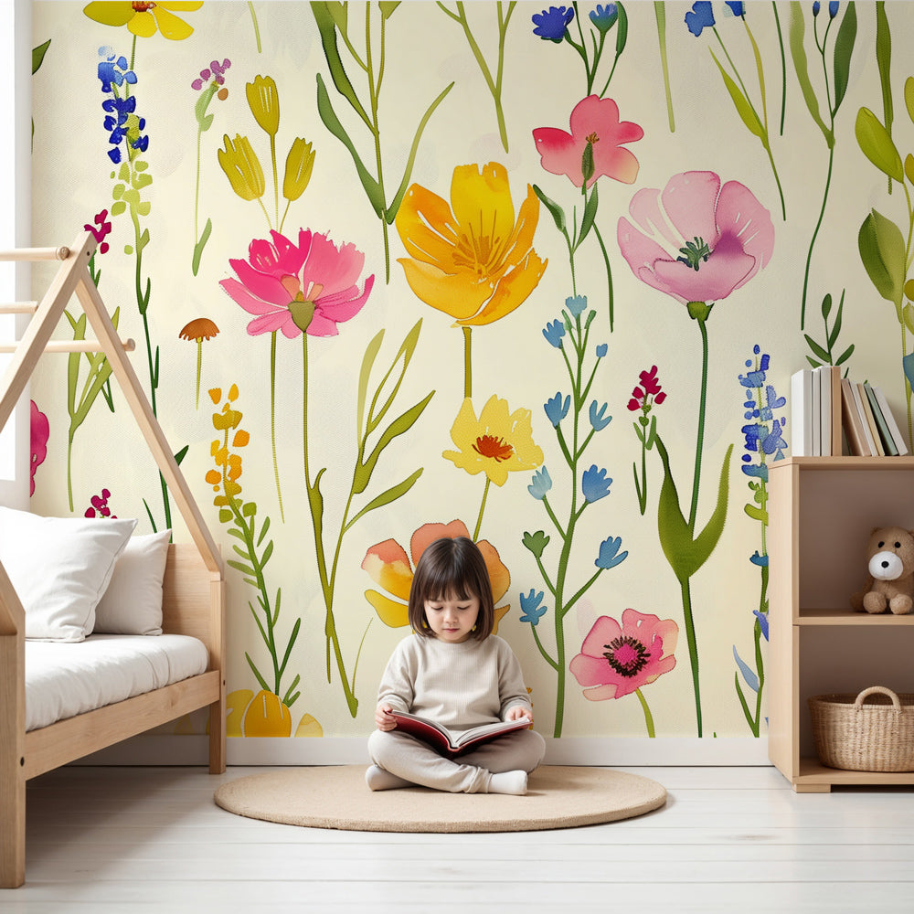 Kids room wallpaper | Flower garden - Burst of spring colors — Kids Wall
