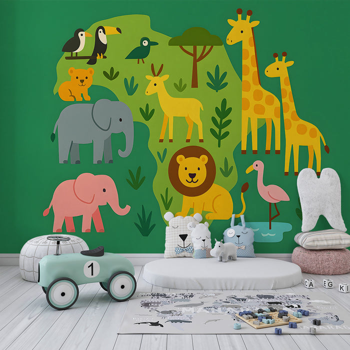 Kinderzimmer Tapete | Fröhliche afrikanische Tiere