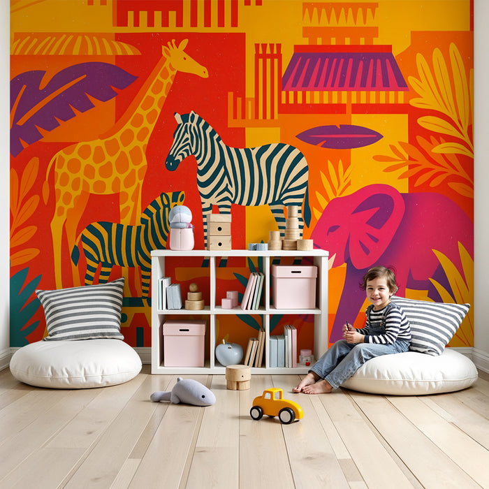 Papier de parede dječja soba | Živahni egzotični safari