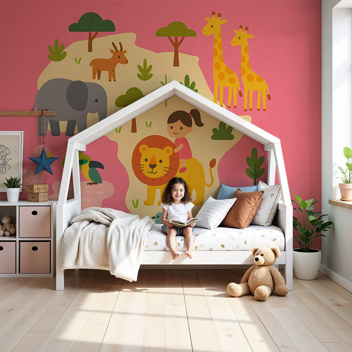Lastenhuoneen tapetti | Safari-seikkailu ja Afrikan eläimet