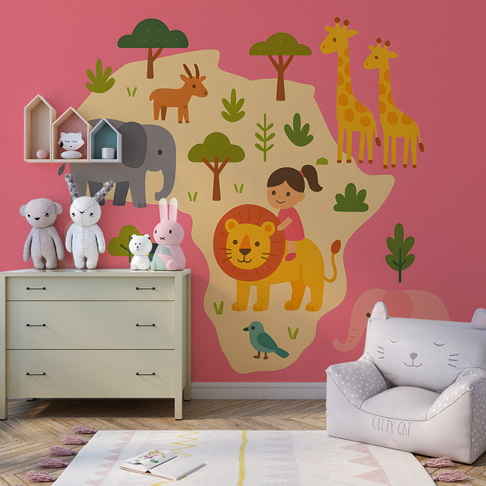 Lastenhuoneen tapetti | Safari-seikkailu ja Afrikan eläimet