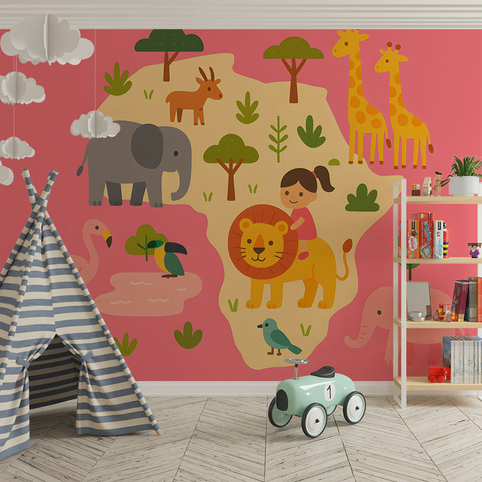 Lastenhuoneen tapetti | Safari-seikkailu ja Afrikan eläimet