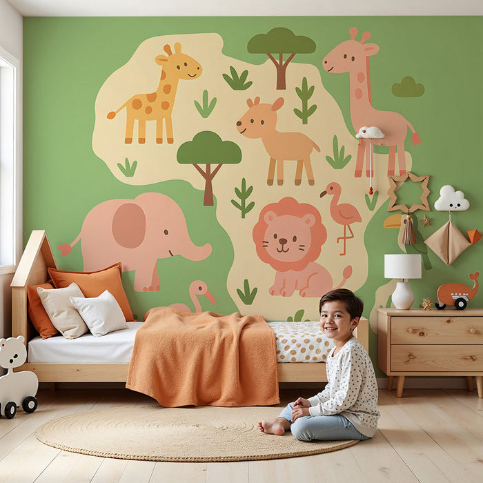 Papier de parede soba bebu | Safari životinje u pastelnim bojama