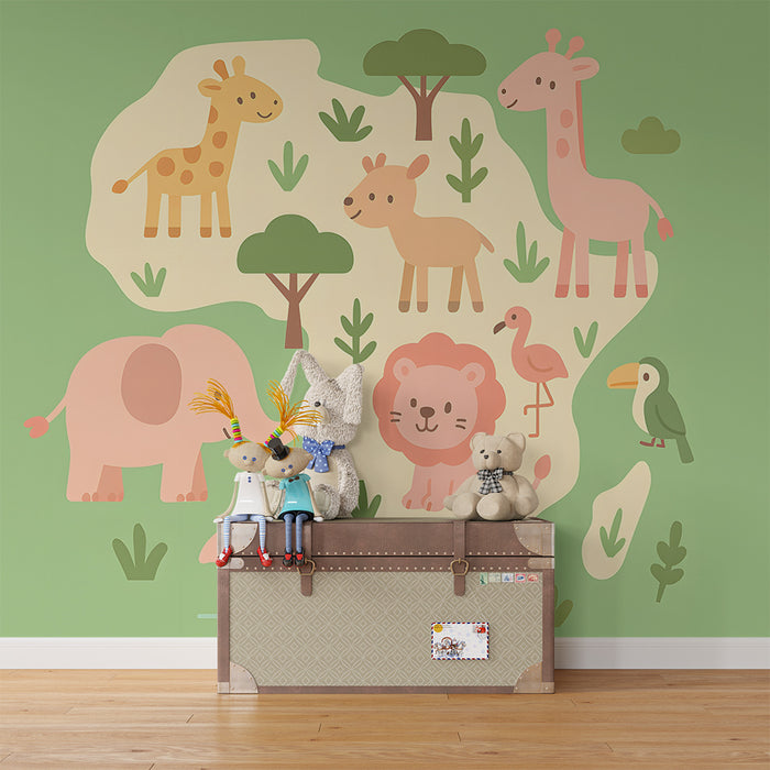 Papier de parede soba bebu | Safari životinje u pastelnim bojama
