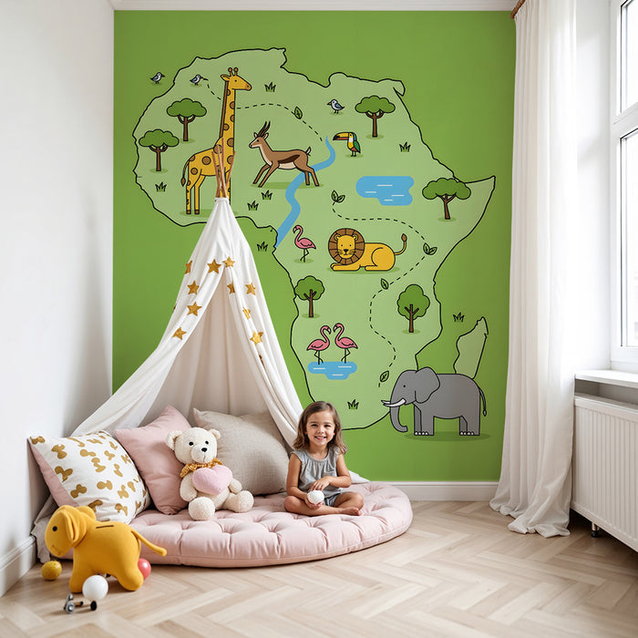 Kinderzimmer Tapete | Afrikanische Safari Bildung