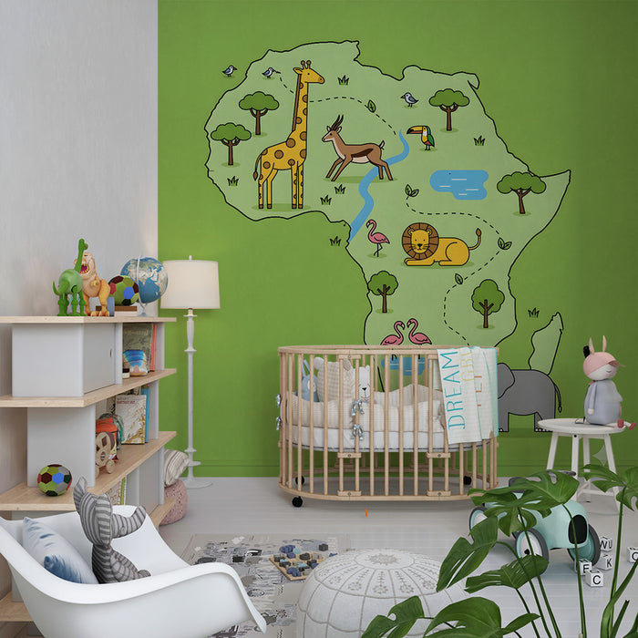 Kinderzimmer Tapete | Afrikanische Safari Bildung