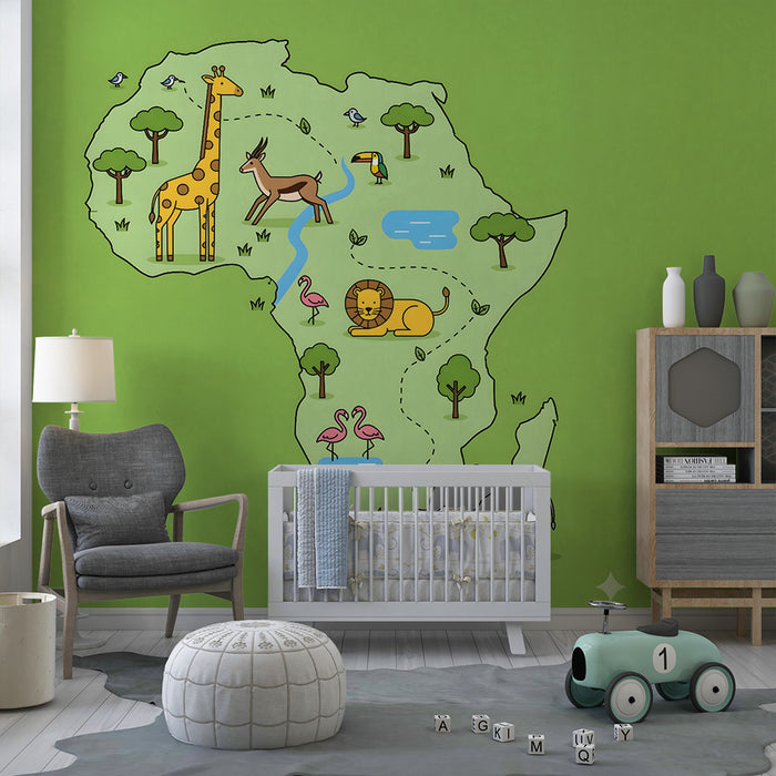 Kinderzimmer Tapete | Afrikanische Safari Bildung