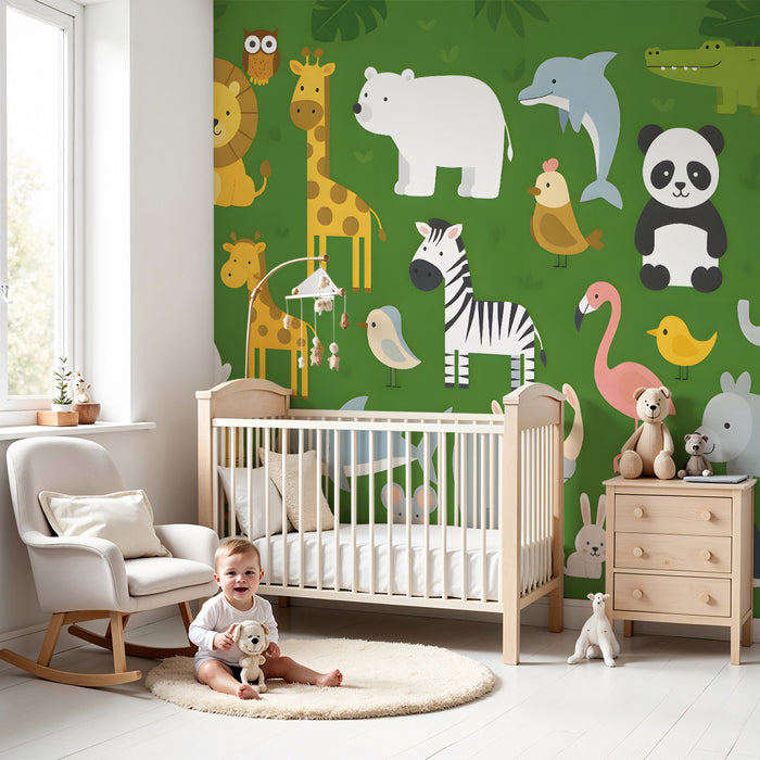 Kinderzimmer Tapete | Tiere der Savanne und des Dschungels