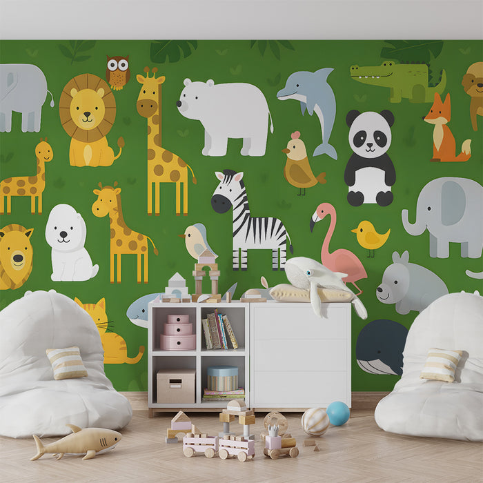 Kinderzimmer Tapete | Tiere der Savanne und des Dschungels