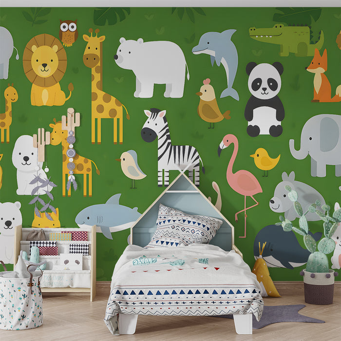 Kinderzimmer Tapete | Tiere der Savanne und des Dschungels