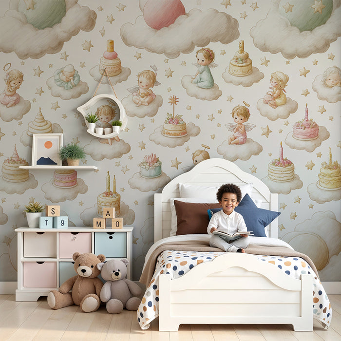 Tapeta s anděly | Nebeský a dětský design