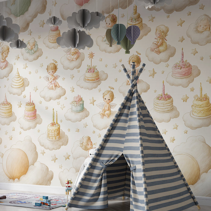 Tapeta s anděly | Nebeský a dětský design