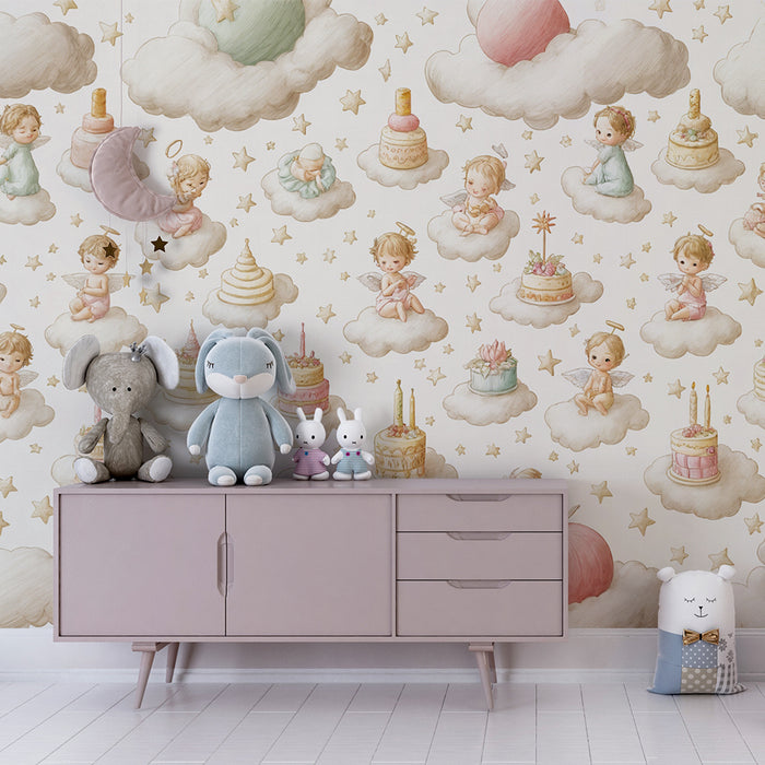 Tapeta s anděly | Nebeský a dětský design