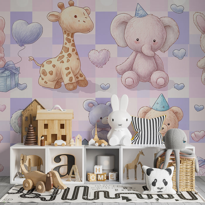 Χαριτωμένα ζωάκια ταπετσαρία | Απαλός σχεδιασμός για το παιδικό δωμάτιο