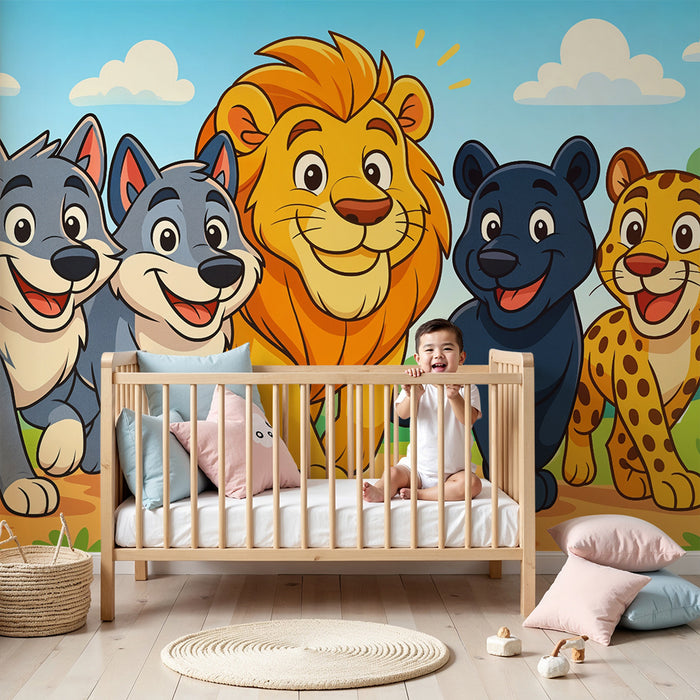 Tapet cu animale amuzante | Decor pentru camera copilului