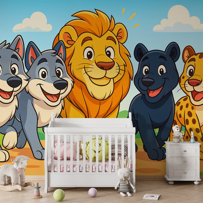 Tapet cu animale amuzante | Decor pentru camera copilului