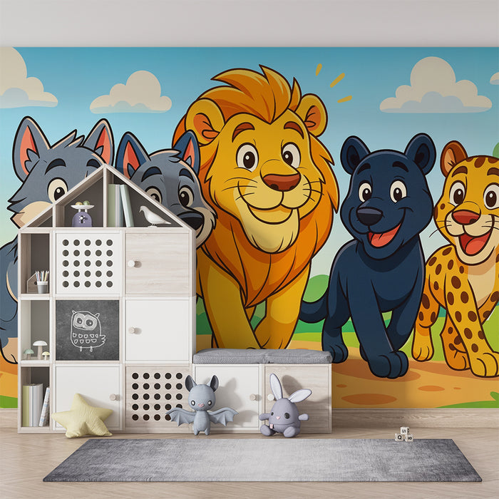 Tapet cu animale amuzante | Decor pentru camera copilului