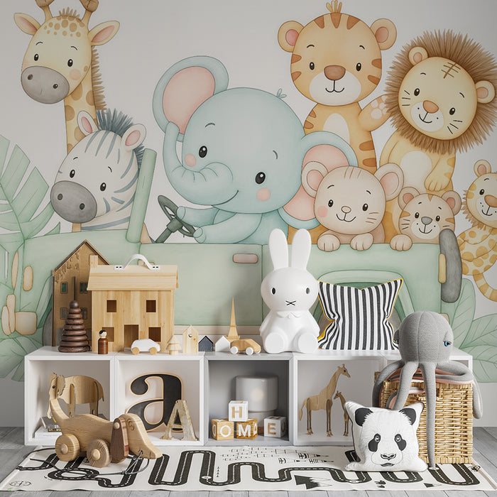 Papier peint safari pour enfants | Aventure animale amusante