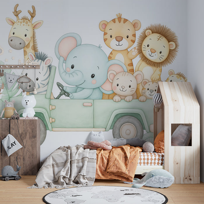 Papier peint safari pour enfants | Aventure animale amusante
