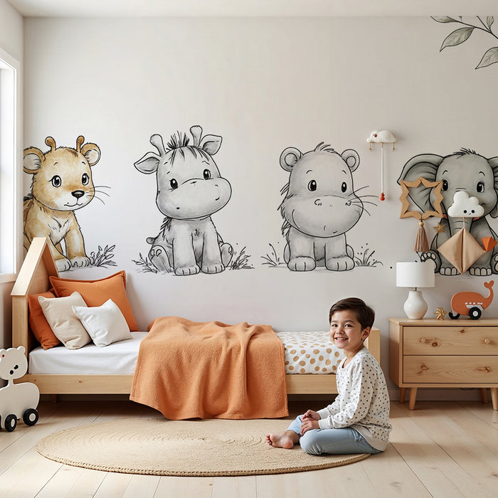Tapeta so zvieratami z púšte | Rozkošná stenná výzdoba pre detskú izbu