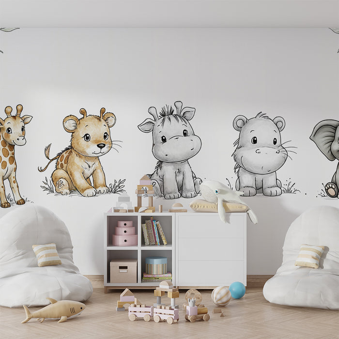 Tapeta so zvieratami z púšte | Rozkošná stenná výzdoba pre detskú izbu