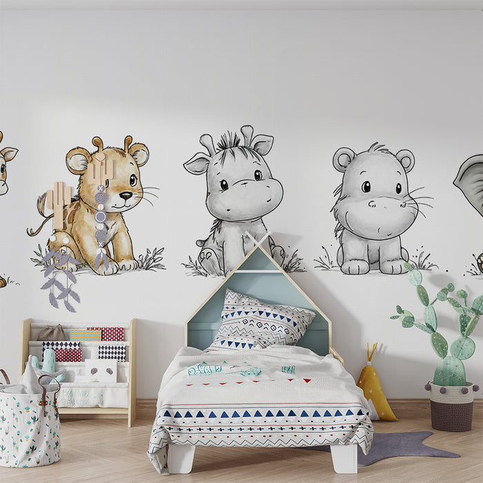 Tapeta so zvieratami z púšte | Rozkošná stenná výzdoba pre detskú izbu