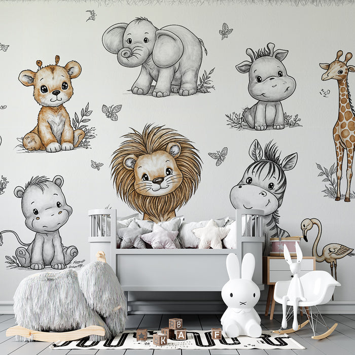 Tapeta so zvieratami pre bábätká | Jemná a hravá atmosféra pre detskú izbu