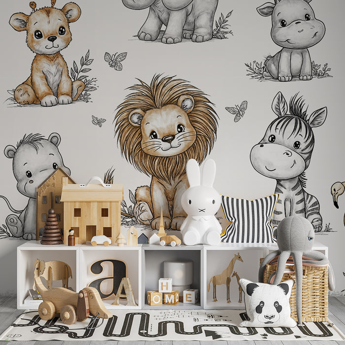 Tapeta so zvieratami pre bábätká | Jemná a hravá atmosféra pre detskú izbu