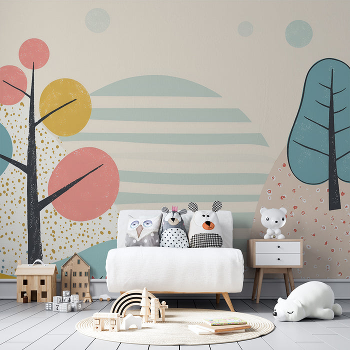 Barntapet | Drömmande pastelllandskap