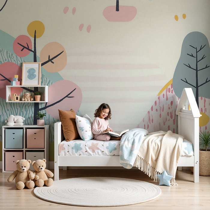 Lastenhuoneen tapetti | Abstrakti pastellimaisema