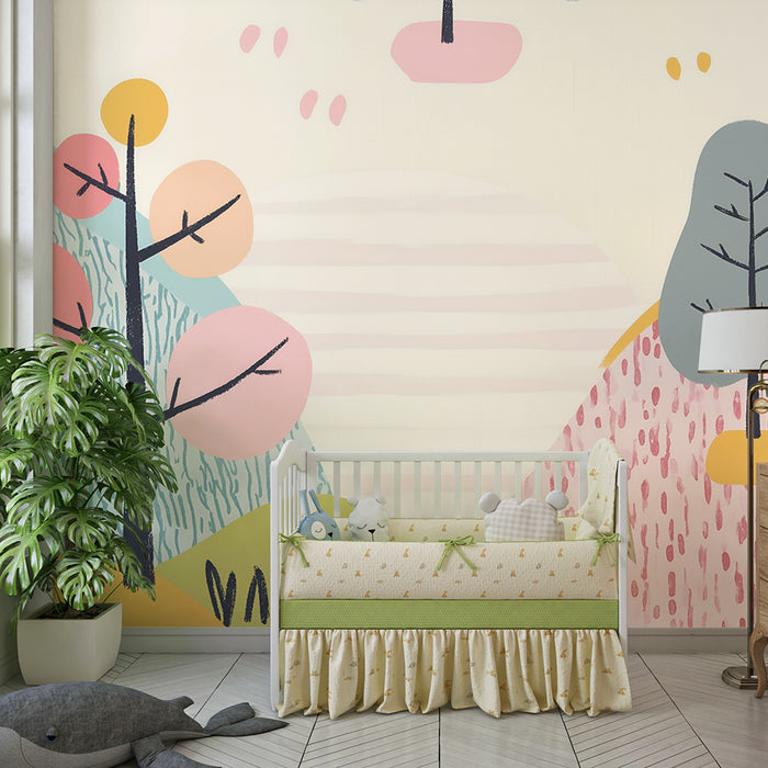 Lastenhuoneen tapetti | Abstrakti pastellimaisema