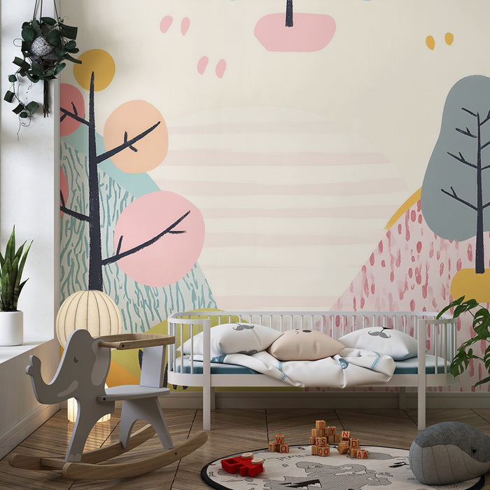 Lastenhuoneen tapetti | Abstrakti pastellimaisema