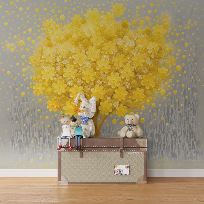 Papier de parede dječja soba | Zlatno cvjetno drvo