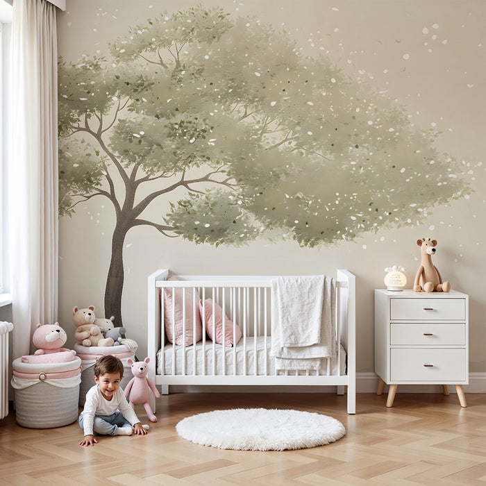 Babykamer behang | Vredige boom en zachte bries