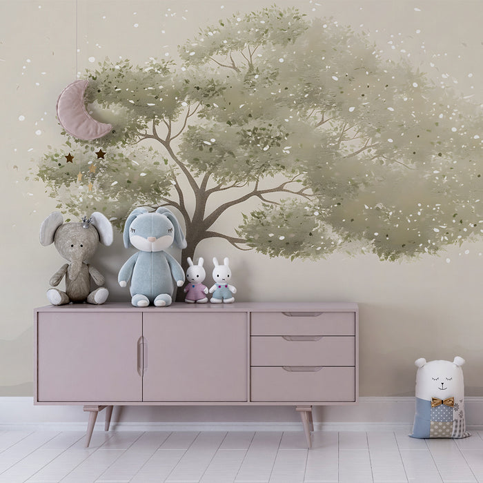 Babykamer behang | Vredige boom en zachte bries
