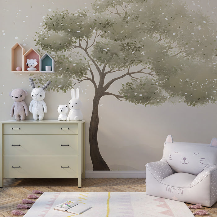 Babykamer behang | Vredige boom en zachte bries