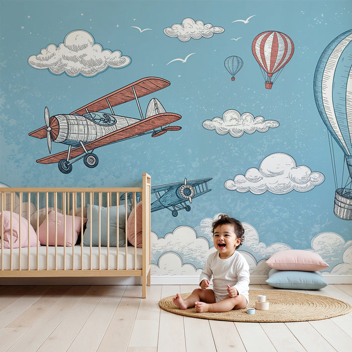 Papel de parede aeronáutico | Aviões vintage e balões de ar quente
