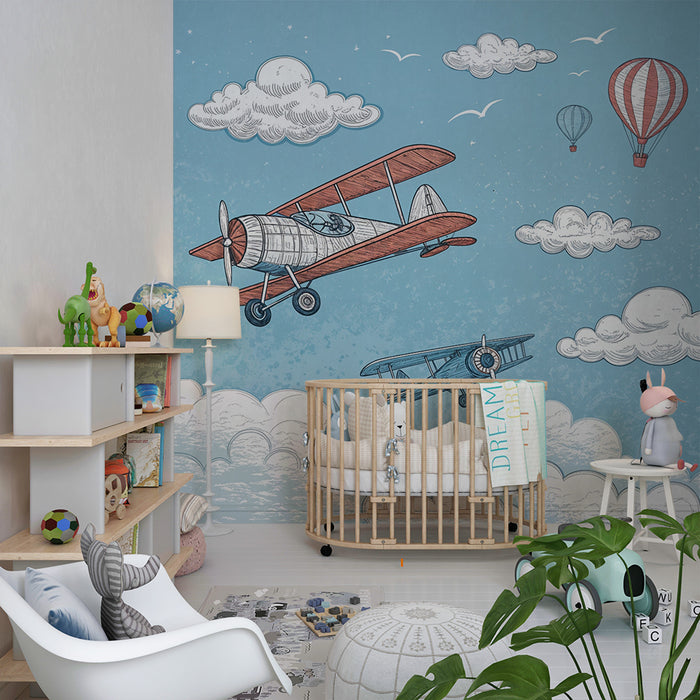Papel de parede aeronáutico | Aviões vintage e balões de ar quente