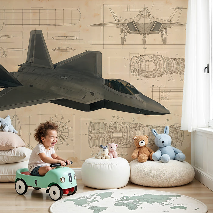 Detská izba tapéta | Letecký nákres a technická ilustrácia