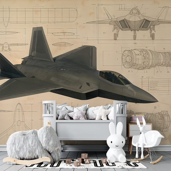 Detská izba tapéta | Letecký nákres a technická ilustrácia
