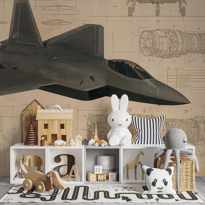 Detská izba tapéta | Letecký nákres a technická ilustrácia