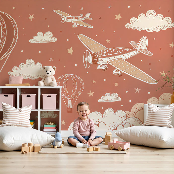 Tapeta powietrzna | Balony i vintage samoloty