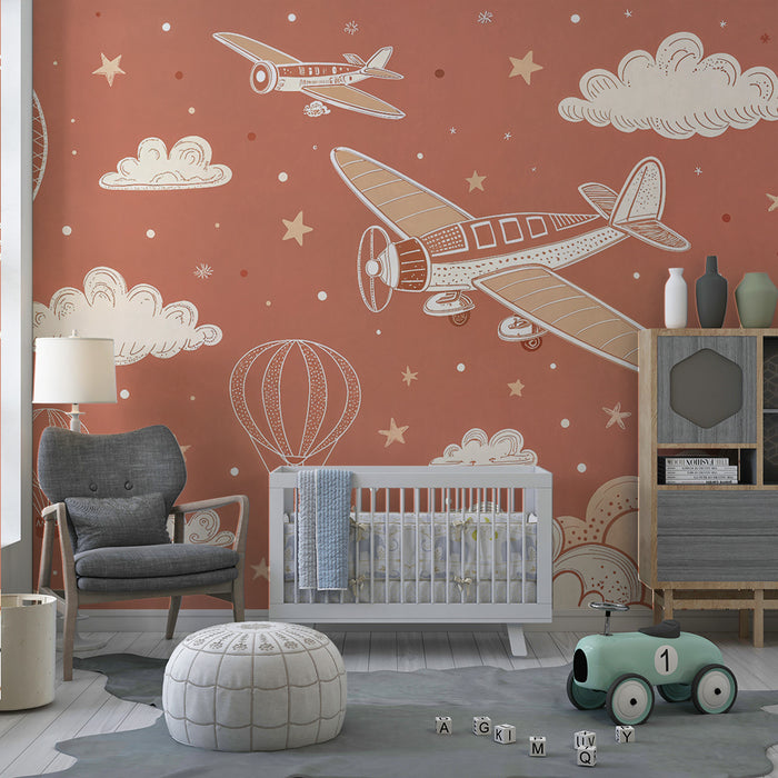 Tapeta powietrzna | Balony i vintage samoloty