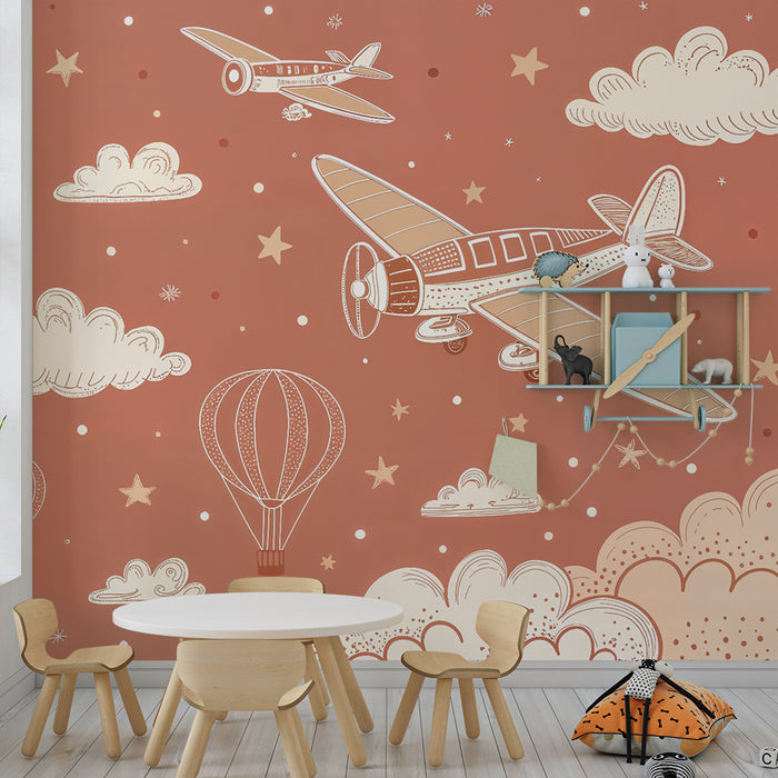 Tapeta powietrzna | Balony i vintage samoloty