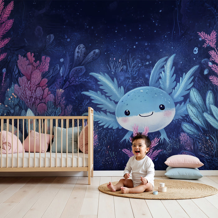 Papier peint chambre enfant | Axolotl magique sous-marin