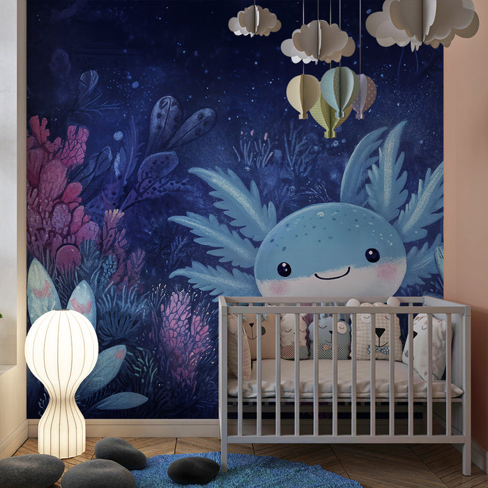 Papier peint chambre enfant | Axolotl magique sous-marin