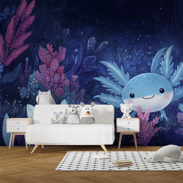 Papier peint chambre enfant | Axolotl magique sous-marin
