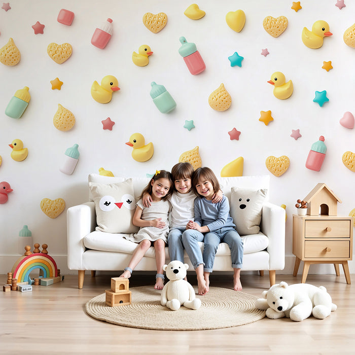 Papel de parede quarto bebê | Barvite race in stekleničke