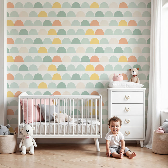 Lastenhuoneen tapetti | Puoliympyräinen pastellikuvio